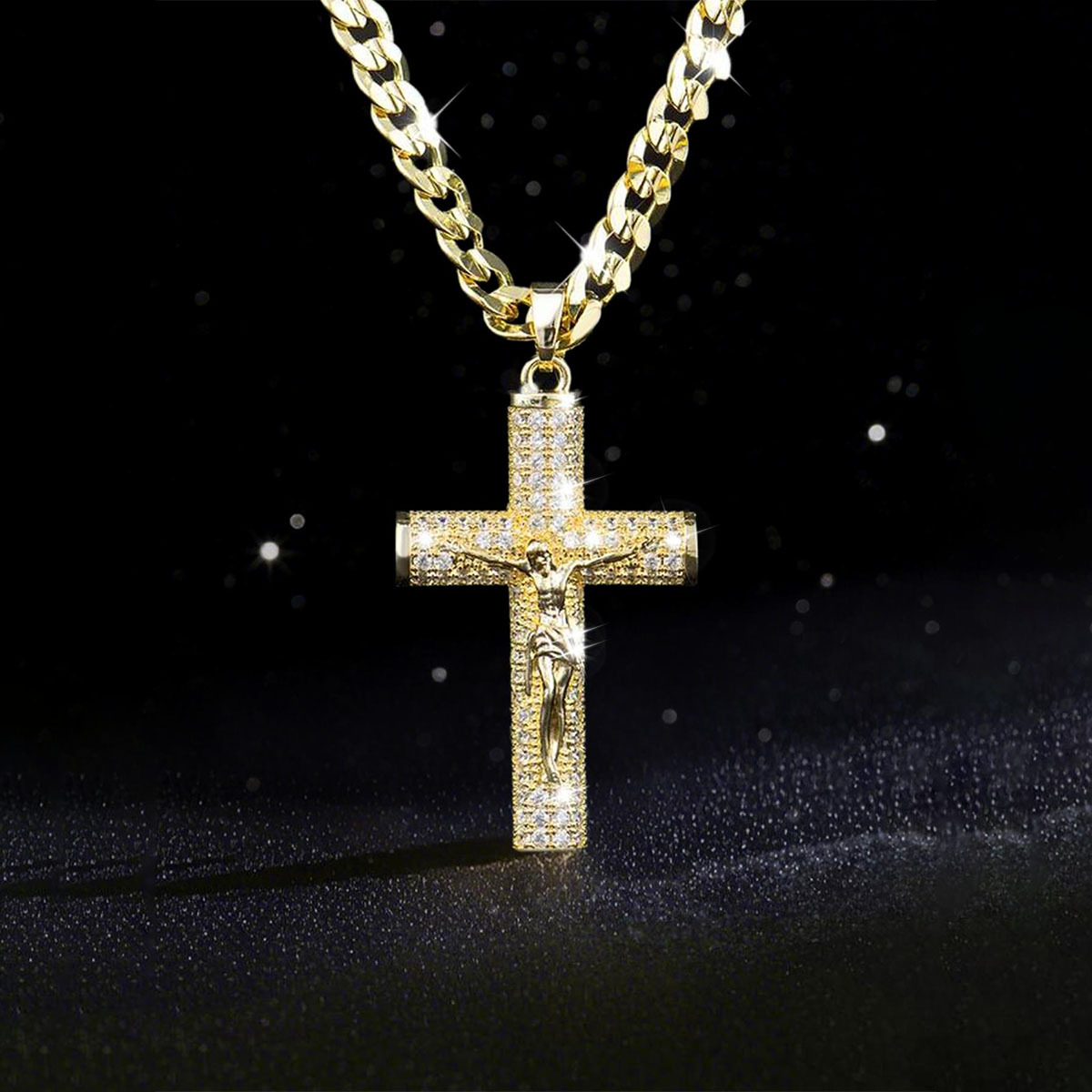 Cross Pendant Necklace Gold - Gold-Plated Cross Necklace for Men Advanced