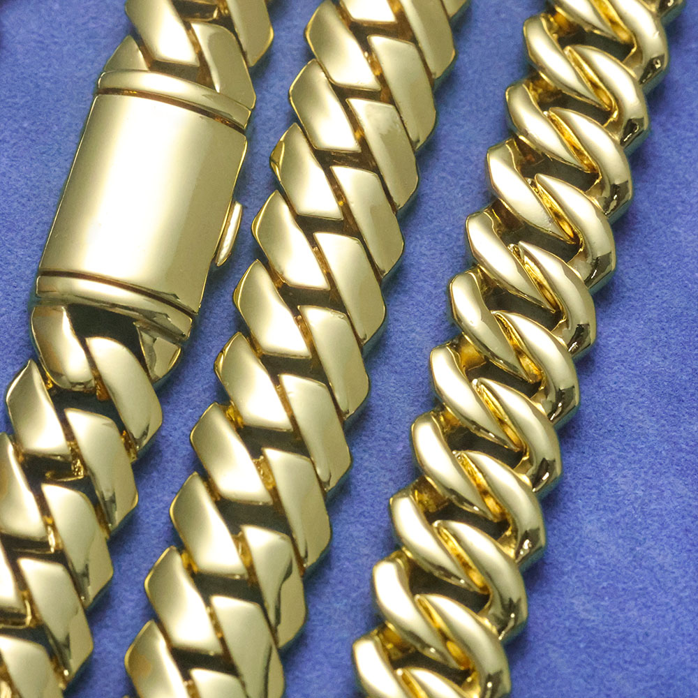 Cuban Link Chain 12Mm - ESKEEM High Polished Monaco Chains Smooth