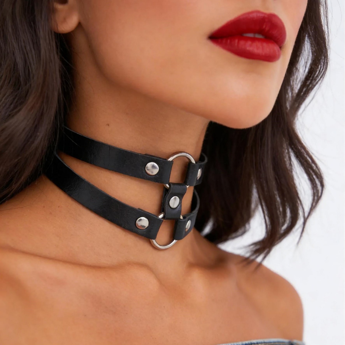 Goth Punk Spike Choker - Fashion PU Leather Spiked Choker Punk