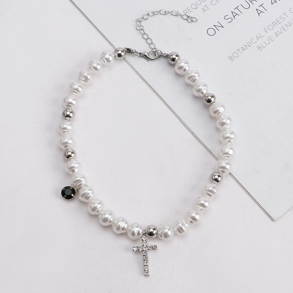 Pearl Choker Necklace Vintage - Vintage Pendant Crystal Cross Fashion Neck