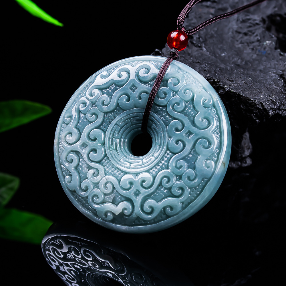 Necklaces - Natural Burmese Jadeite Flower Pendant Necklace