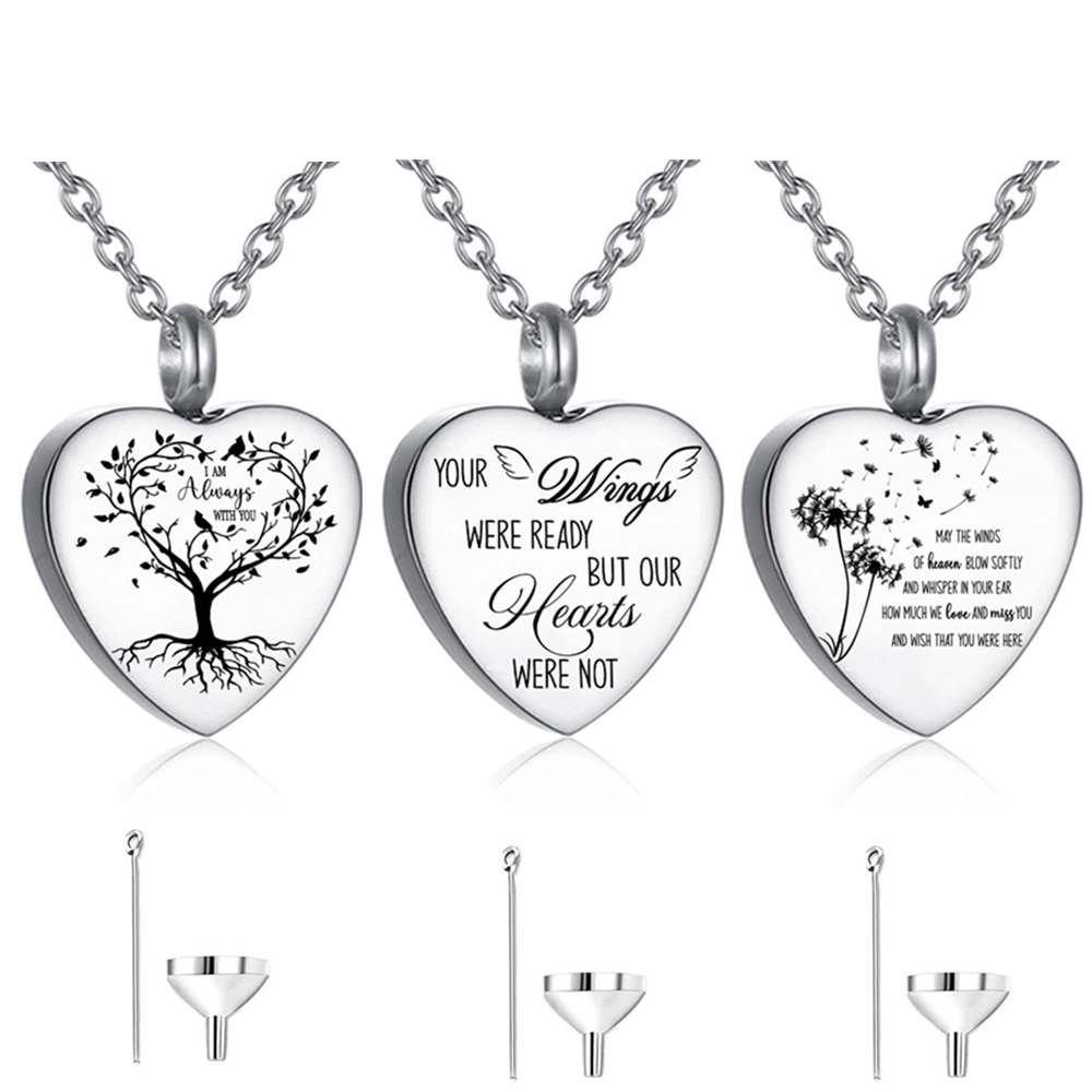 Heart Locket Necklace Photo - 3 Styles Stainless Steel Urn Necklace