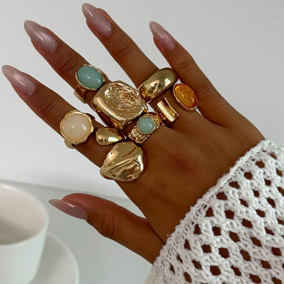 Vintage Punk Knuckle Rings Set - DIEZI 7pcs/set Vintage Multicolor Acrylic Rings