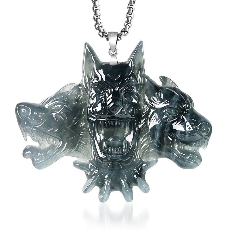 Necklaces - S925 Silver Natural Jade Cerberus Pendant
