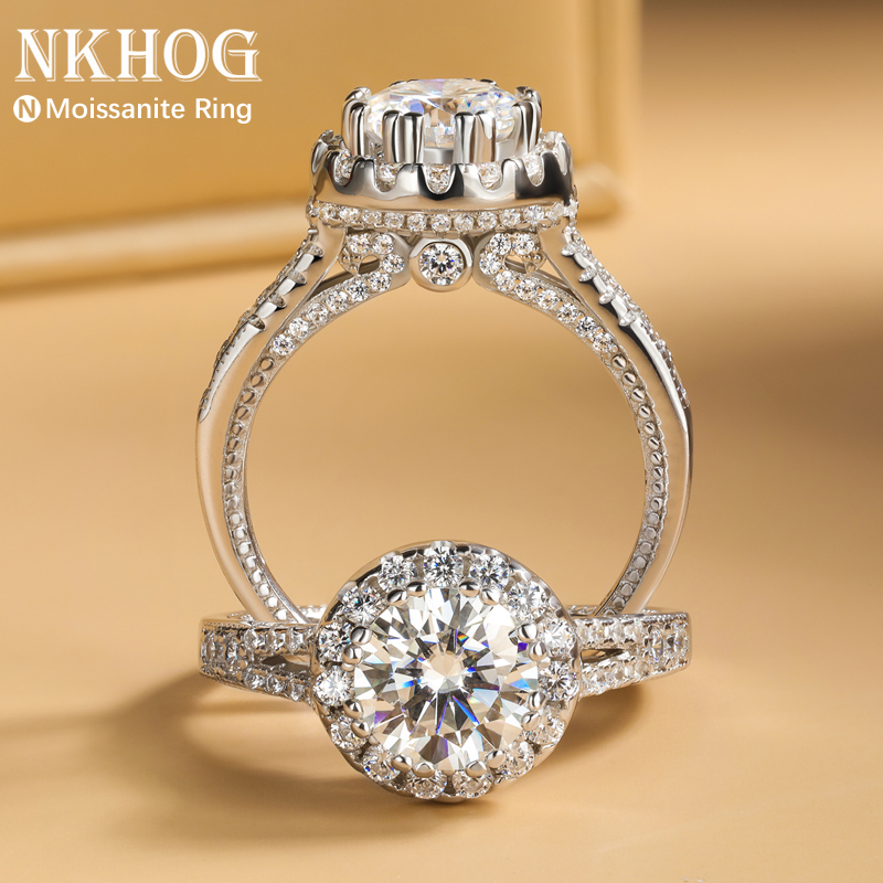 Moissanite Engagement Ring 1 Carat - Real 2ct Moissanite Rings 925 Sterling