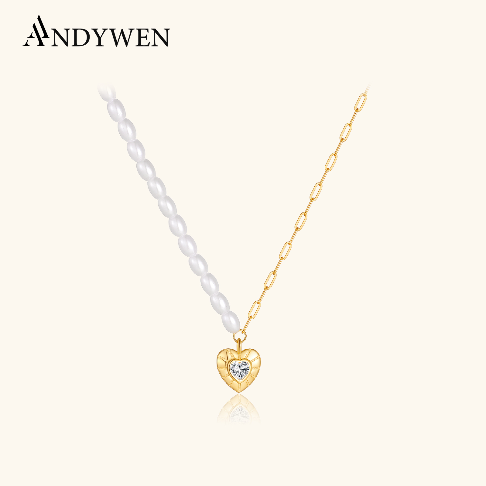 Pearl Choker Necklace Vintage - ANDYWEN 925 Sterling Silver Asymmetric Pearl