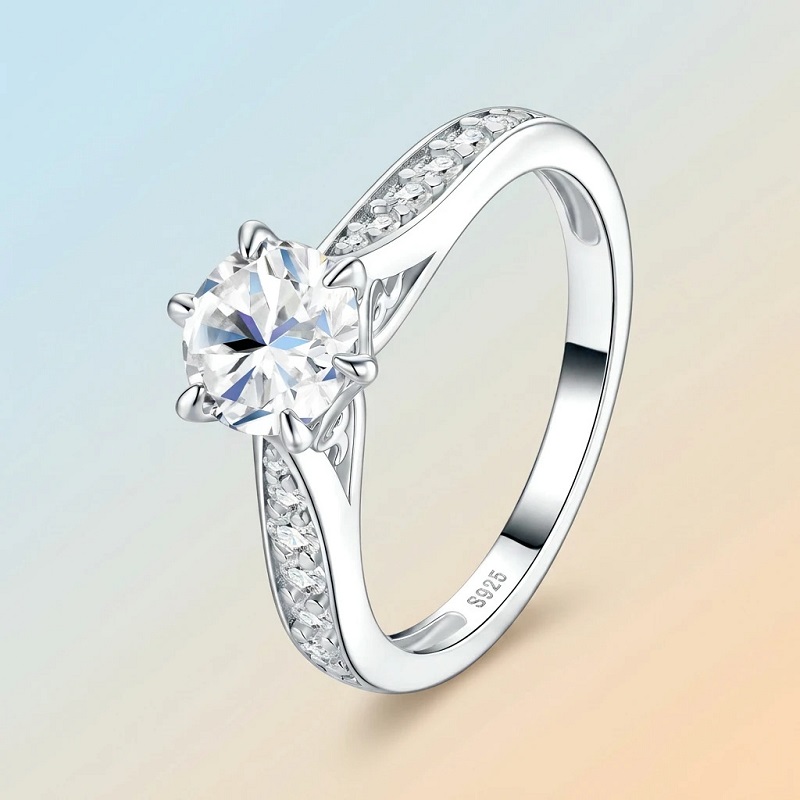 Moissanite Engagement Ring 1 Carat - Apaison Luxury D Color 1 Carat