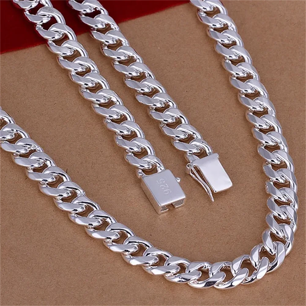 925 Sterling Silver Chain Necklace Men - 20-24inch 925 Sterling Silver Classic 10mm