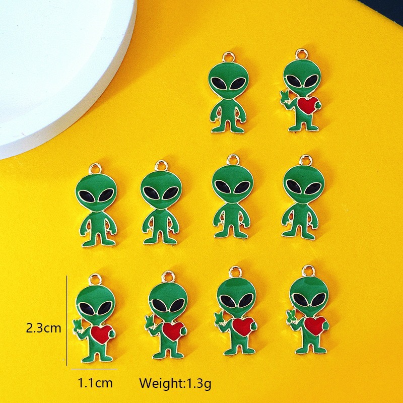 Earrings - 10pcs Simple Alien Alloy Drip Oil