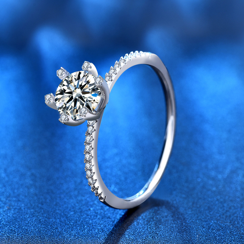 Moissanite Engagement Ring 1 Carat - S925 Wedding Engagement Moissanite Ring Luxury