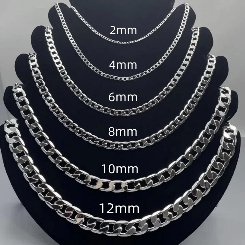 Cuban Link Chain 12Mm - Men's 925 Sterling Silver Necklace 2/4/6/8/10/12MM