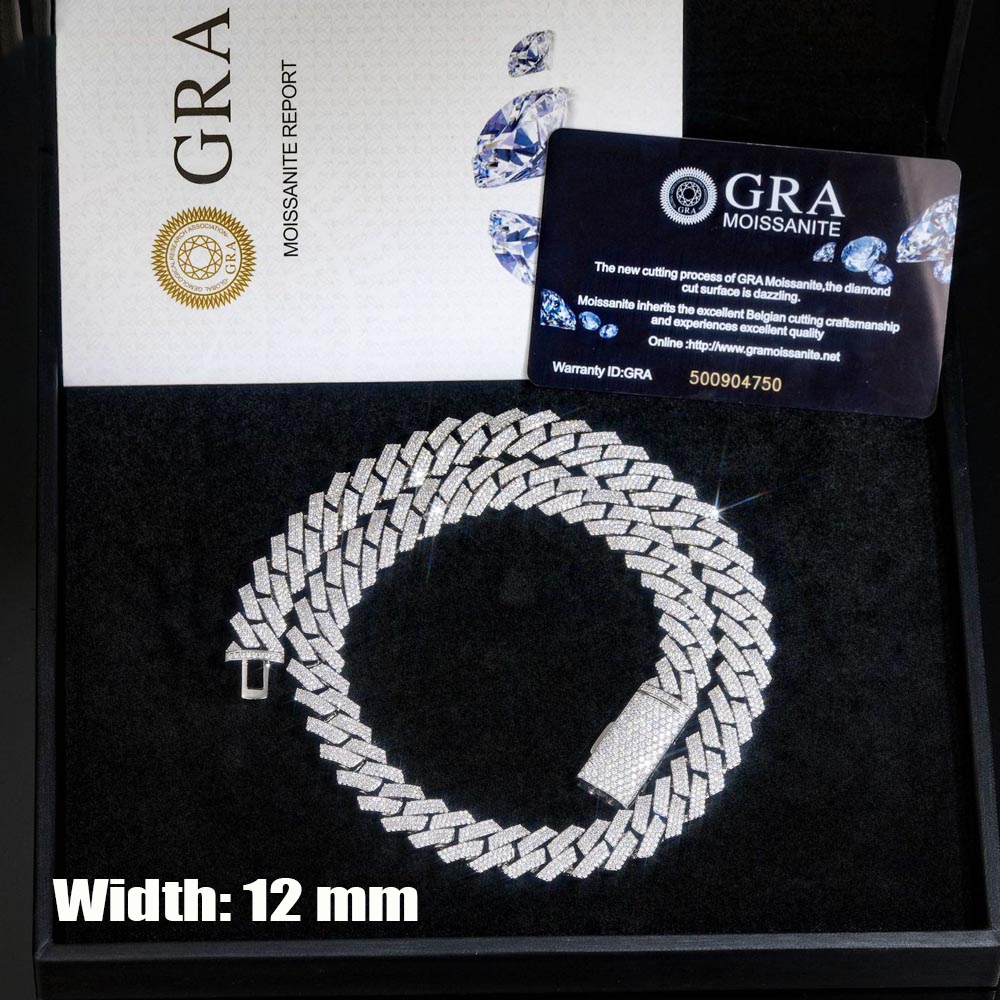 Cuban Link Chain 12Mm - 12mm 3 Rows Moissanite Iced Out