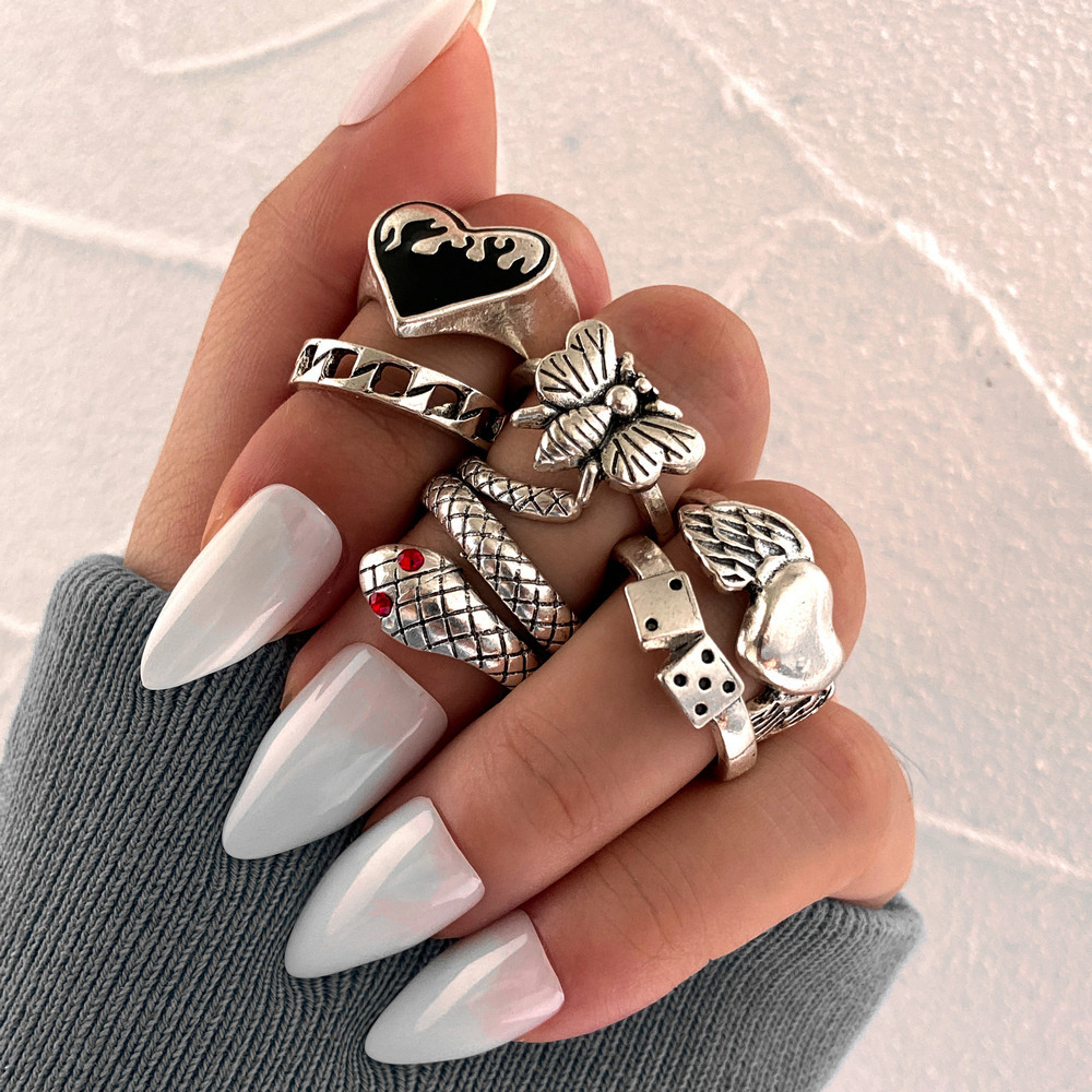 Vintage Punk Knuckle Rings Set - 6Pcs Vintage Punk Snake Knuckle Rings