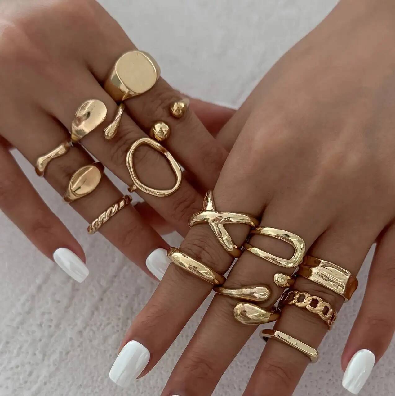 Vintage Punk Knuckle Rings Set - IngeSight.Z 14Pcs/Set Hip Hop Punk Irregular