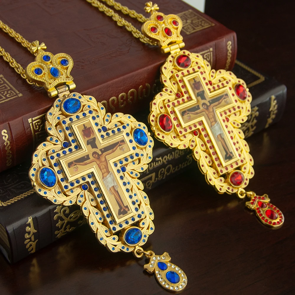 Cross Pendant Necklace Gold - HTISOK Orthodox Bishop Pectoral Cross Pendant