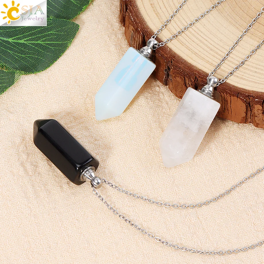 Crystal Pendant Necklace Natural Stone - Crystal Perfume Bottle Pendant Necklace Reiki