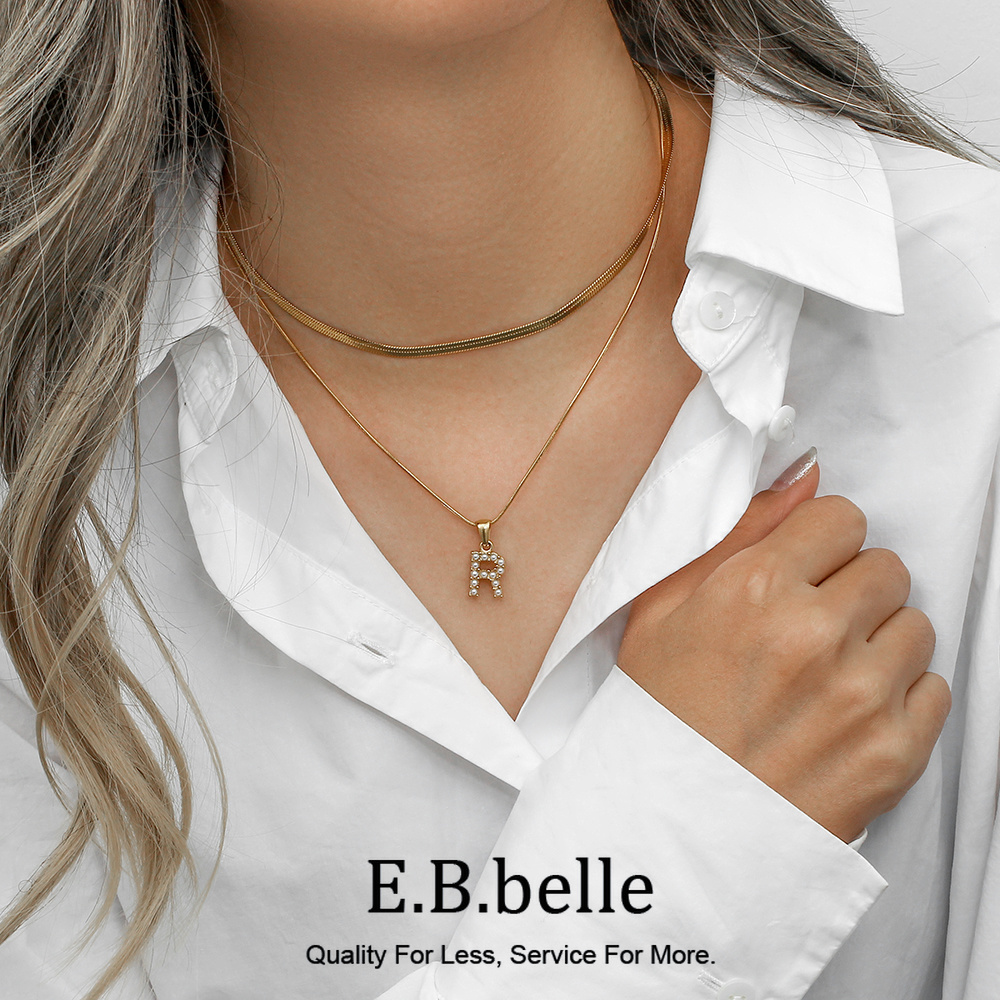 Initial Letter Necklace 18K Gold - E.B.belle Stainless Steel 18K Gold Plated
