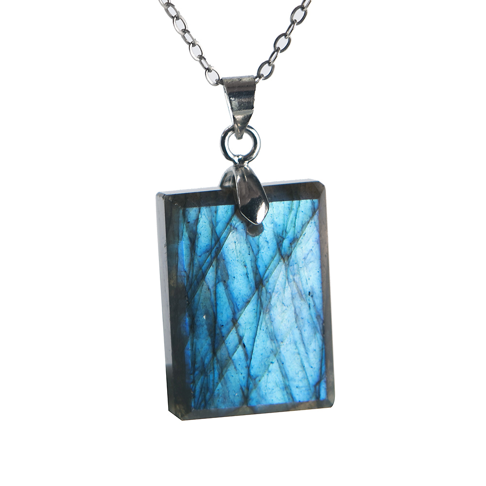 Crystal Pendant Necklace Natural Stone - Necklace Pendant Natural Labradorite Jewelry For