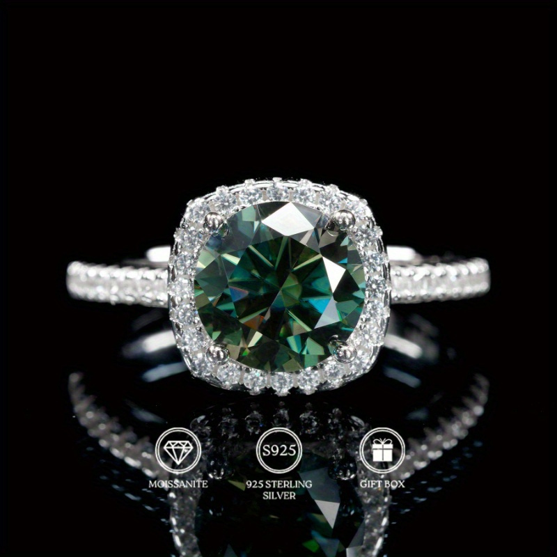 Moissanite Engagement Ring 1 Carat - 1PC 1/2/3 CARAT Round Cut Green