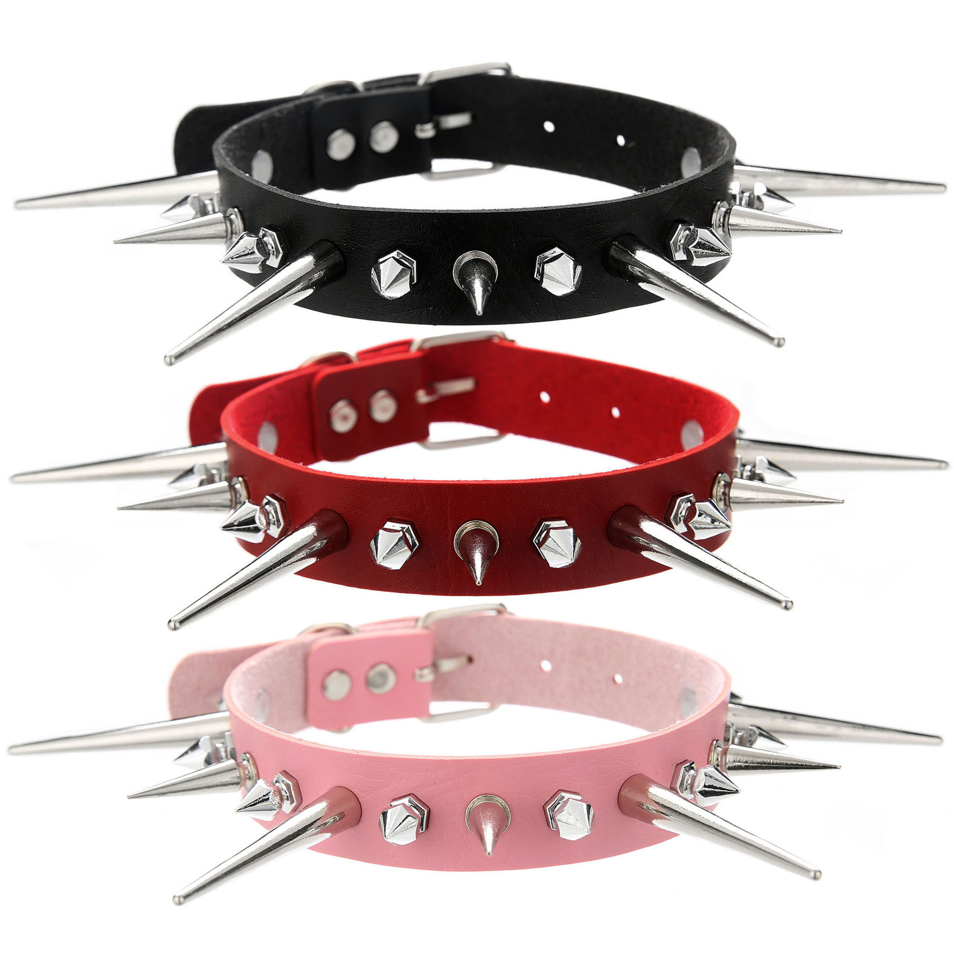 Goth Punk Spike Choker - KMVEXO Punk Long Spike Choker Faux