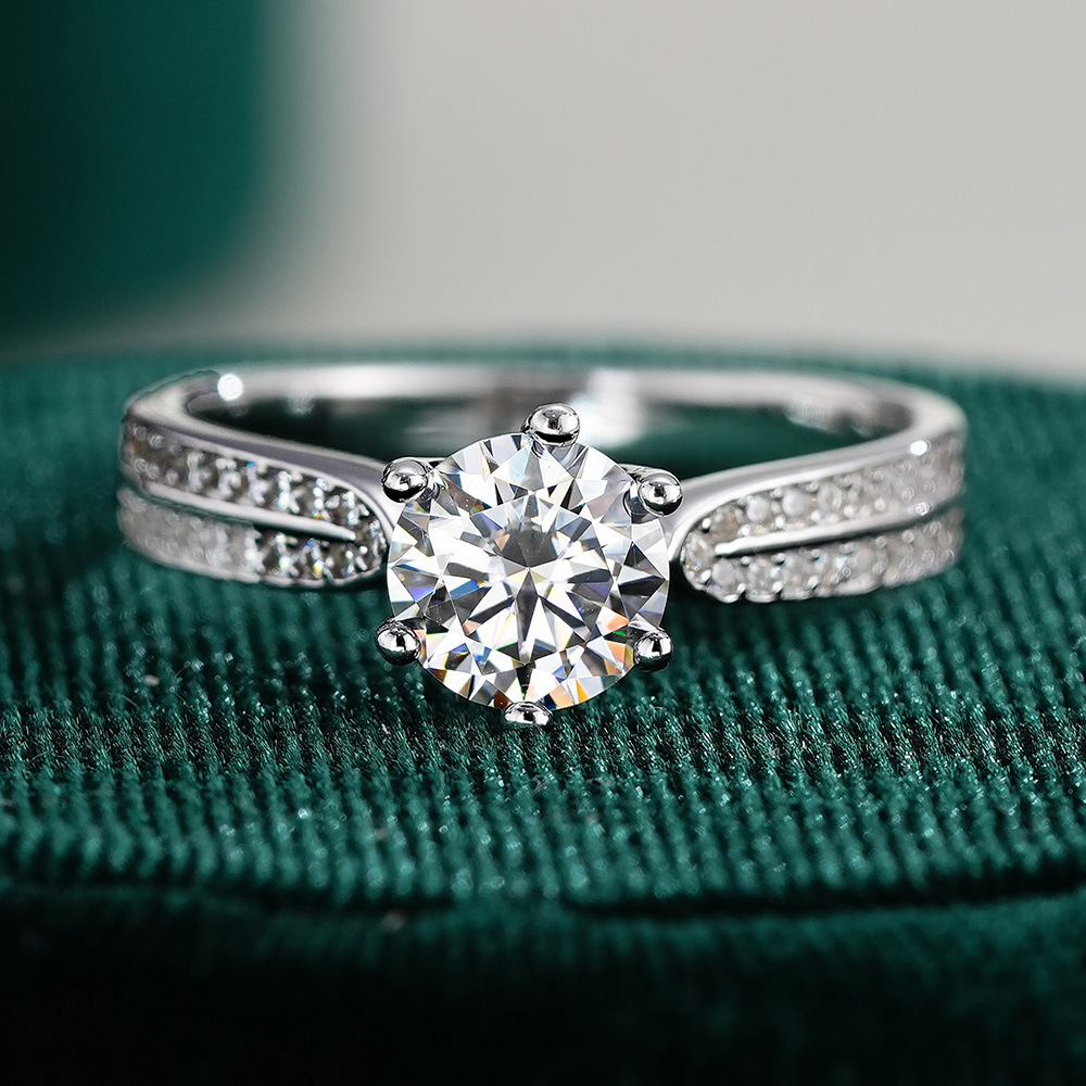 Moissanite Engagement Ring 1 Carat - 0.5/1/2/3 Carat Classic Six Claws Moissanite