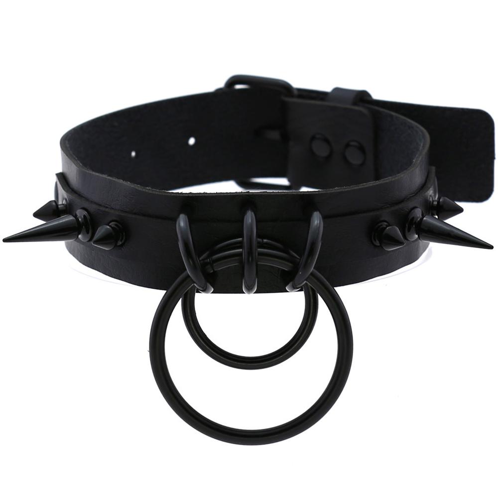 Goth Punk Spike Choker - Black Spiked Choker Goth Leather Spike