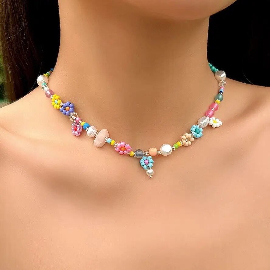 Pearl Choker Necklace Vintage - Boho Simple Beads Imitation Pearl Choker