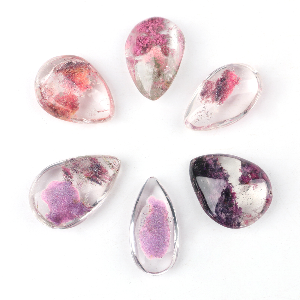 Crystal Pendant Necklace Natural Stone - Ghost Phantom Crystal Purple Quartz Bead