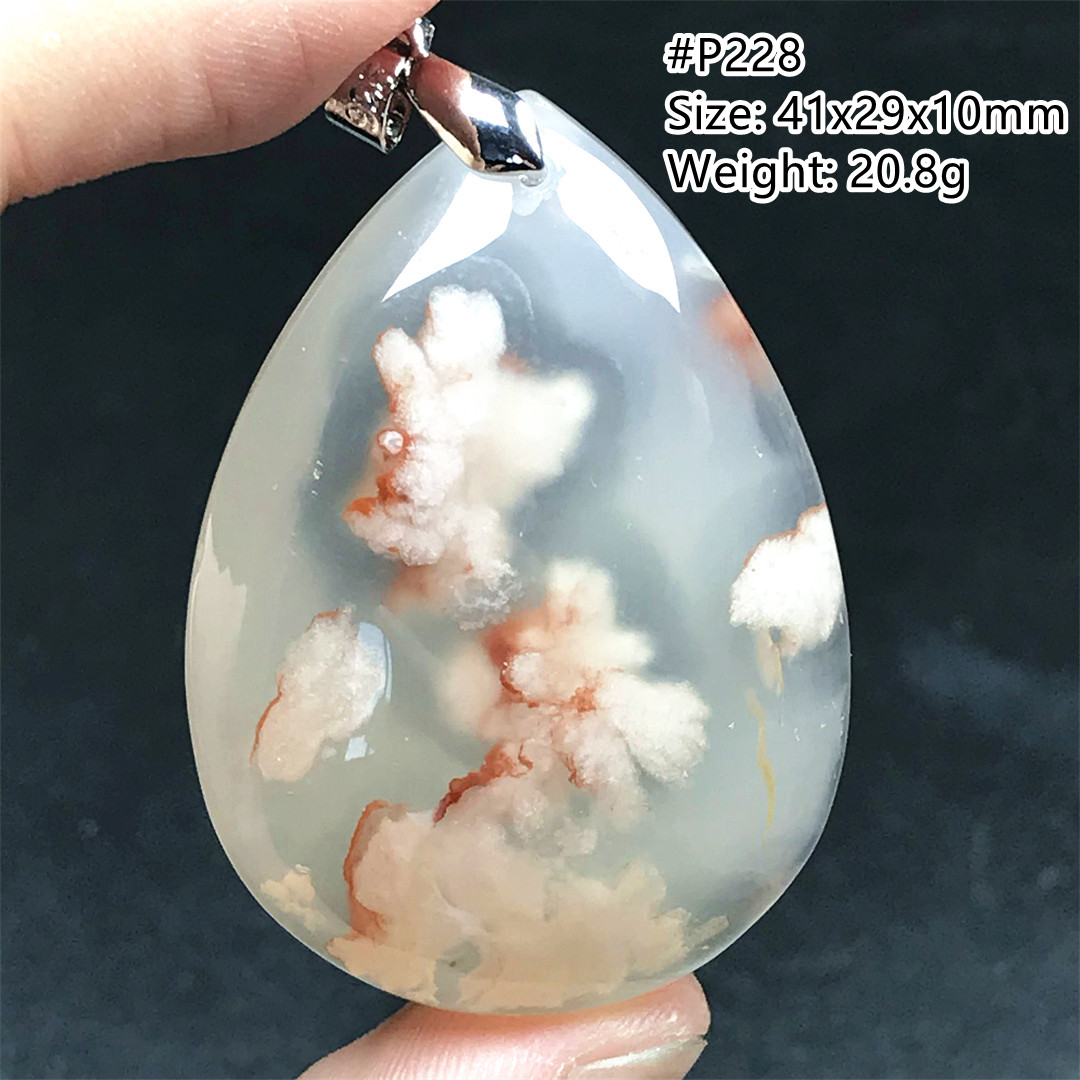 Crystal Pendant Necklace Natural Stone - Natural Cherry Agate Necklace Pendant For