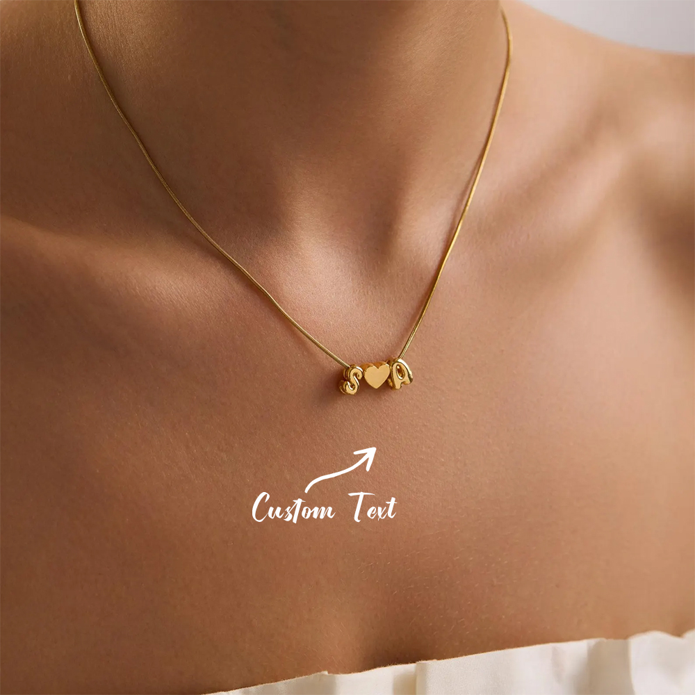Custom Name Necklace Stainless Steel - Custom Two Initial Name 3d Bubble