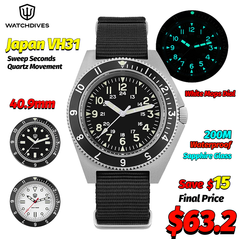 Watch Accessories - Watchdives WD1972 Quartz Watch Sapphire Luminous