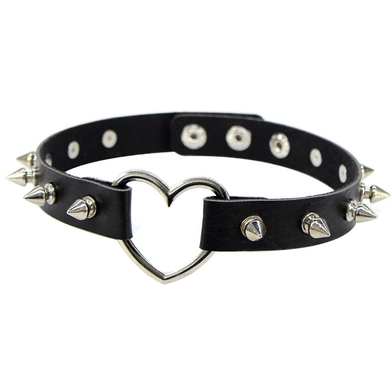 Goth Punk Spike Choker - Sexy Spike Punk Collar Leather Choker