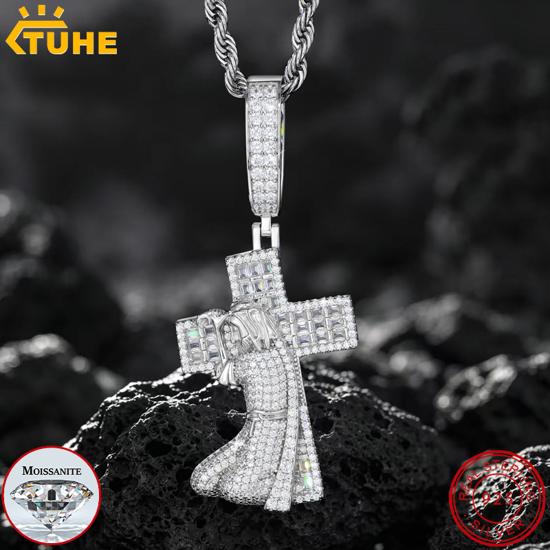 925 Sterling Silver Chain Necklace Men - TUHE New Jesus Cross 925 Silver