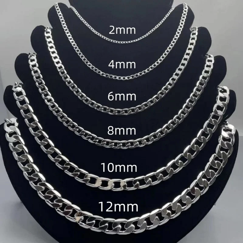 Cuban Link Chain 12Mm - Men's 925 Sterling Silver Necklace 2/4/6/8/10/12MM