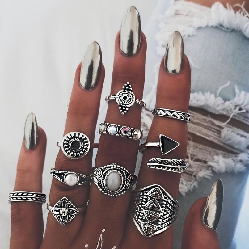Vintage Punk Knuckle Rings Set - Meyfflin Vintage Knuckle Ring Set for