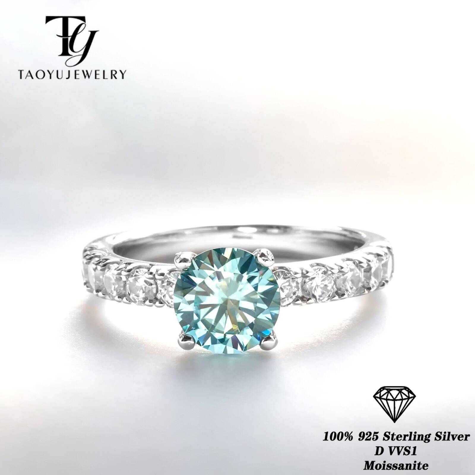 Moissanite Engagement Ring 1 Carat - Classic 1 Carat Blue Color Moissanite