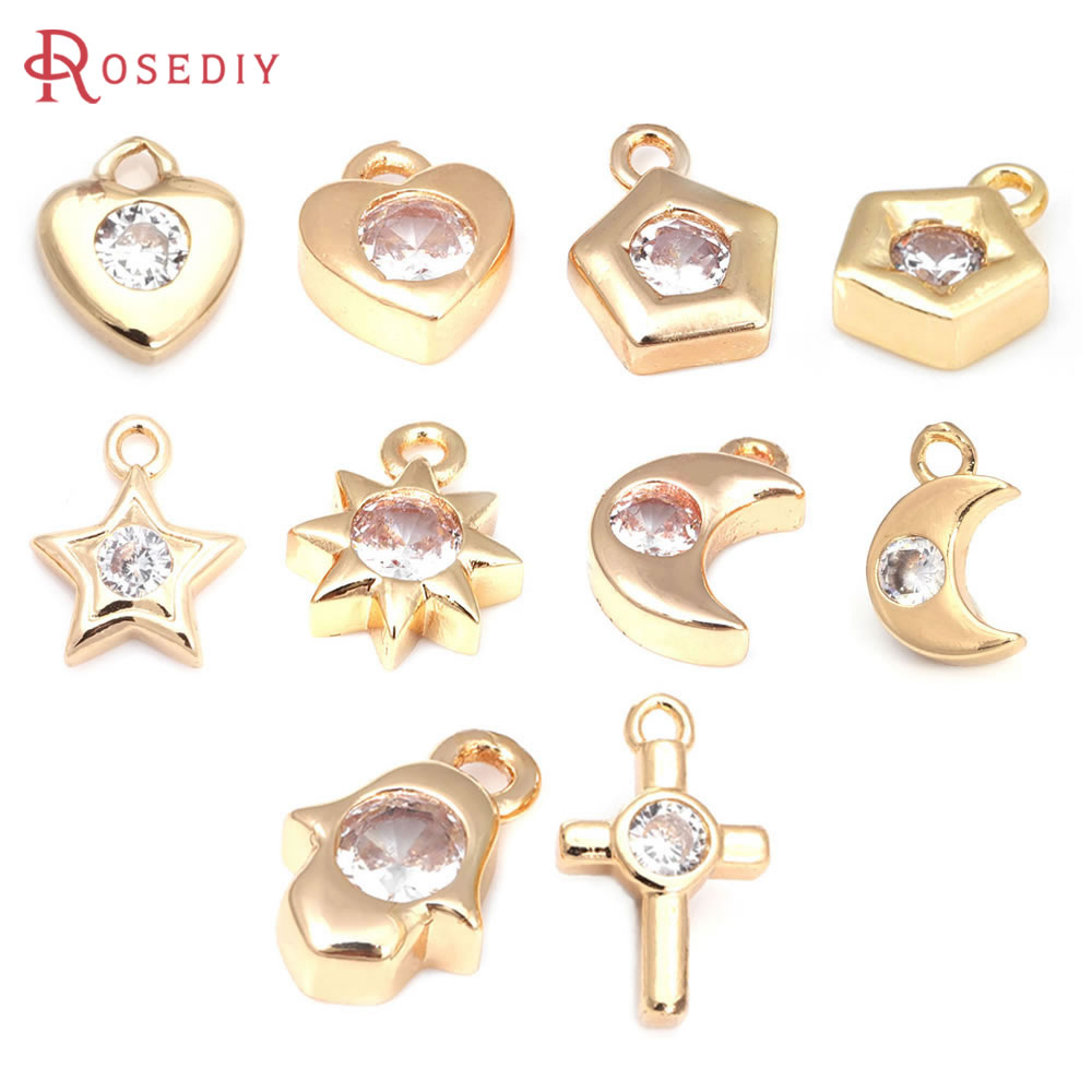 Cross Pendant Necklace Gold - 18K Gold Color Brass Zircon Cross