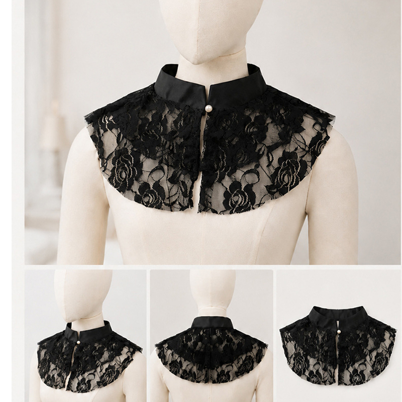 Necklaces - Elegant Lace Floral False Collar shawl