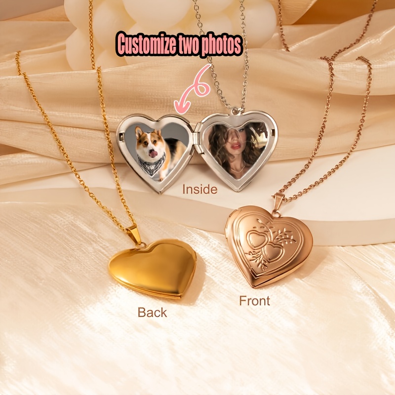 Heart Locket Necklace Photo - Custom 1/2 Photo Necklace Heart-Shaped Necklace