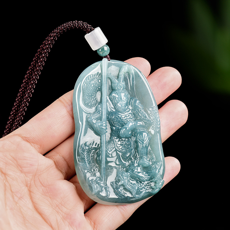 Necklaces - Burmese Jadeite Monkey King Pendant Necklace
