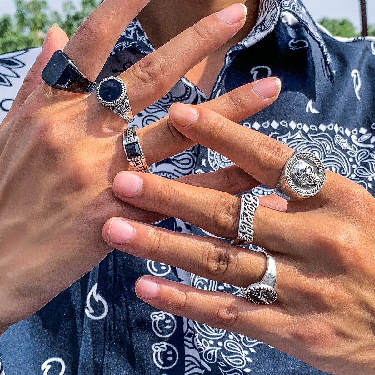 6Pcs/Set Goth Vintage Skeleton - Vintage Punk Knuckle Rings Set recension och pris