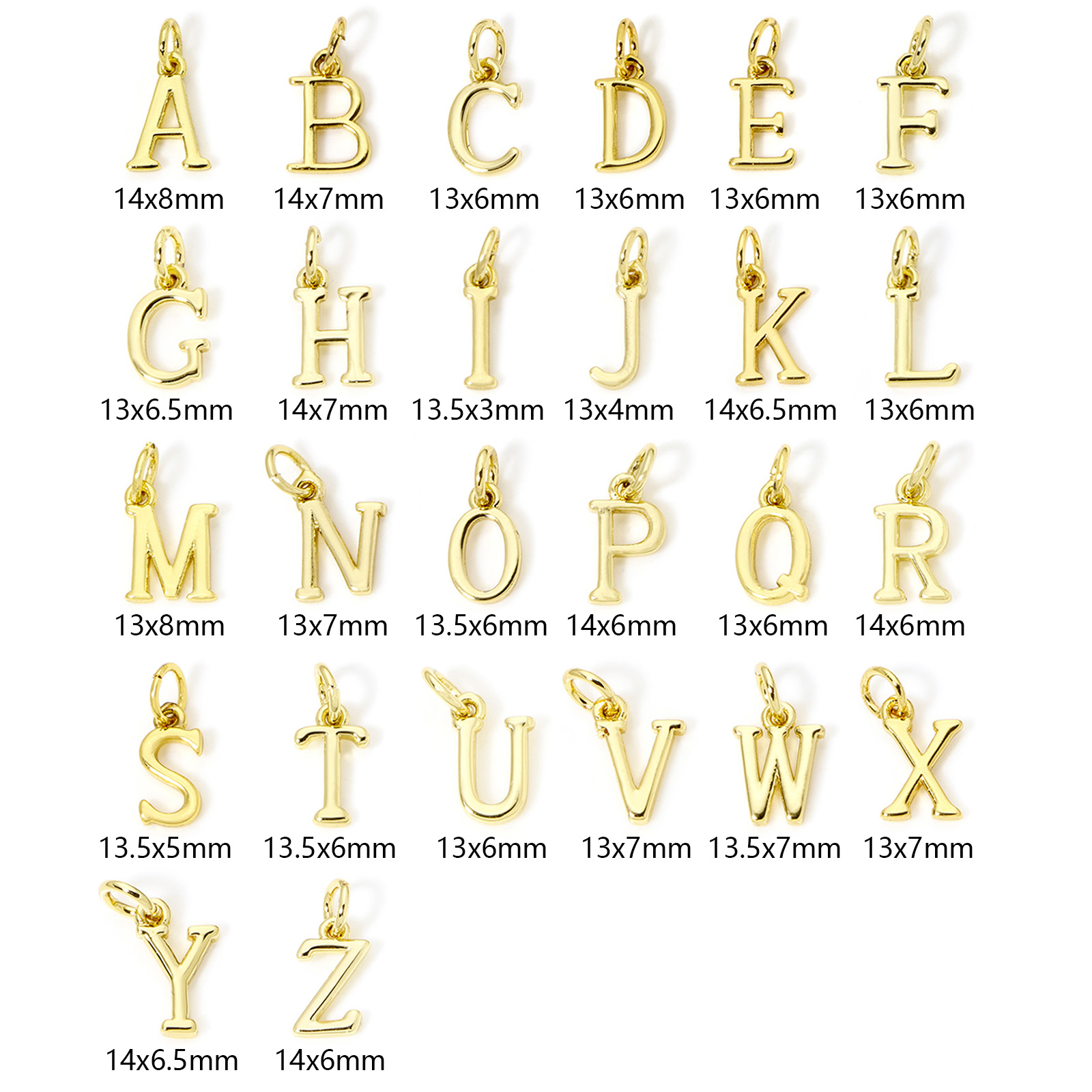 5 Piece Brass Charms 18K Gold  - Initial Letter Necklace 18K Gold recension och pris