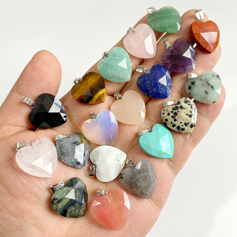 1PC 20mm Faceted Heart Pendant - Crystal Pendant Necklace Natural Stone recension och pris