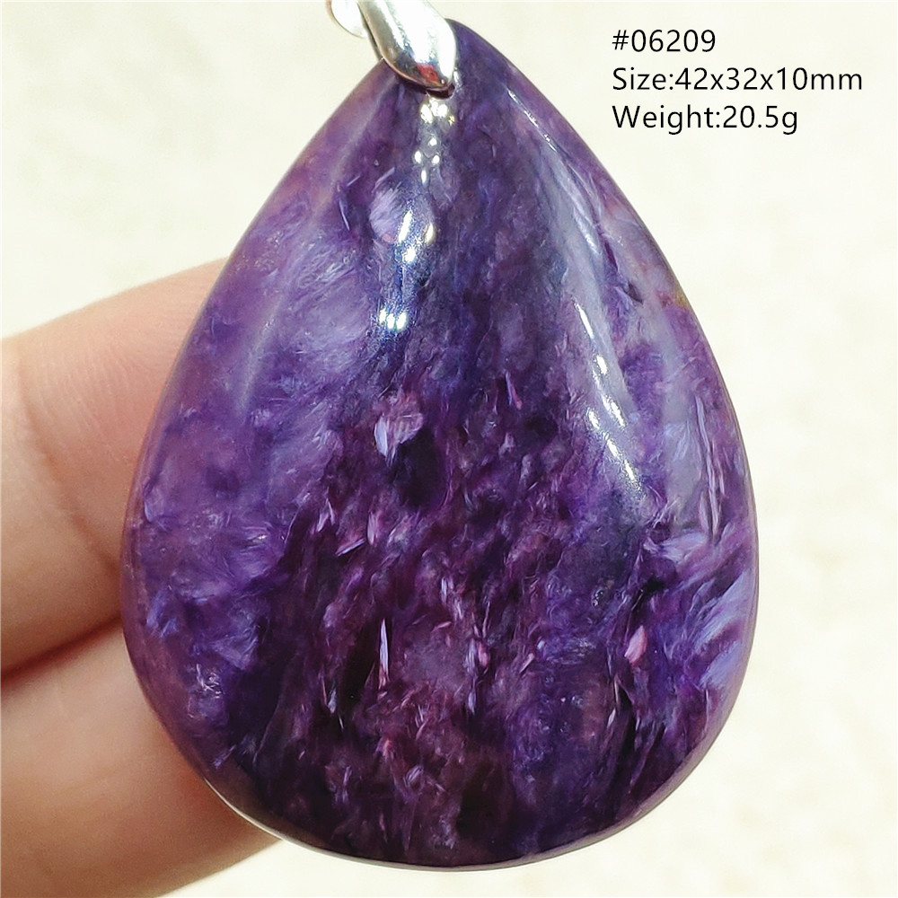 Natural Purple Charoite Water  - 925 Sterling Silver Chain Necklace Men recension och pris