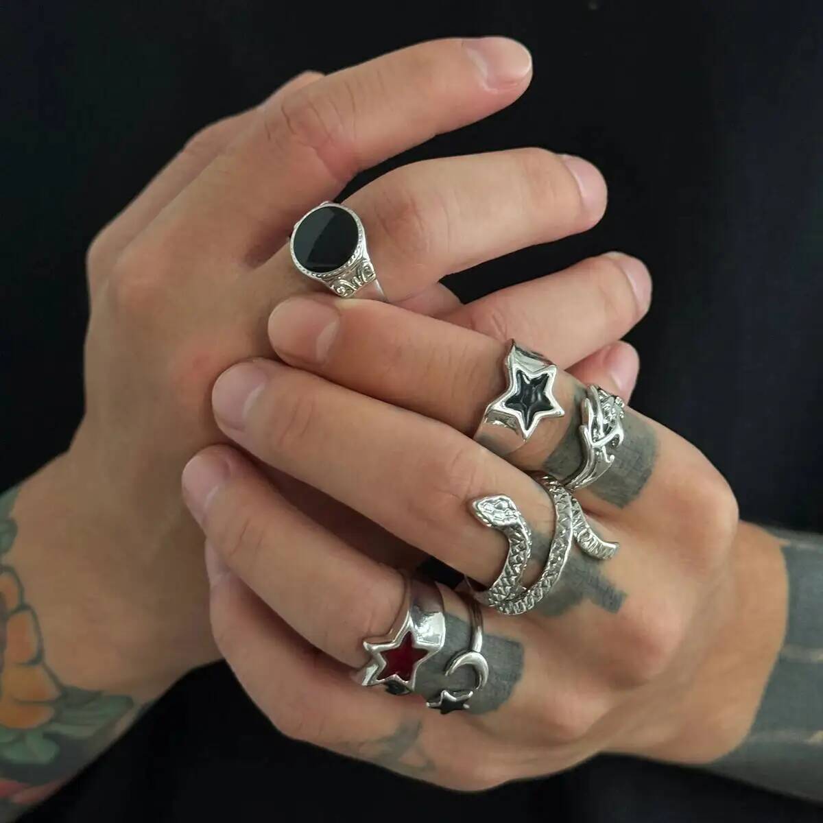 KunJoe 6Pcs New Goth Snake Ope - Vintage Punk Knuckle Rings Set recension och pris