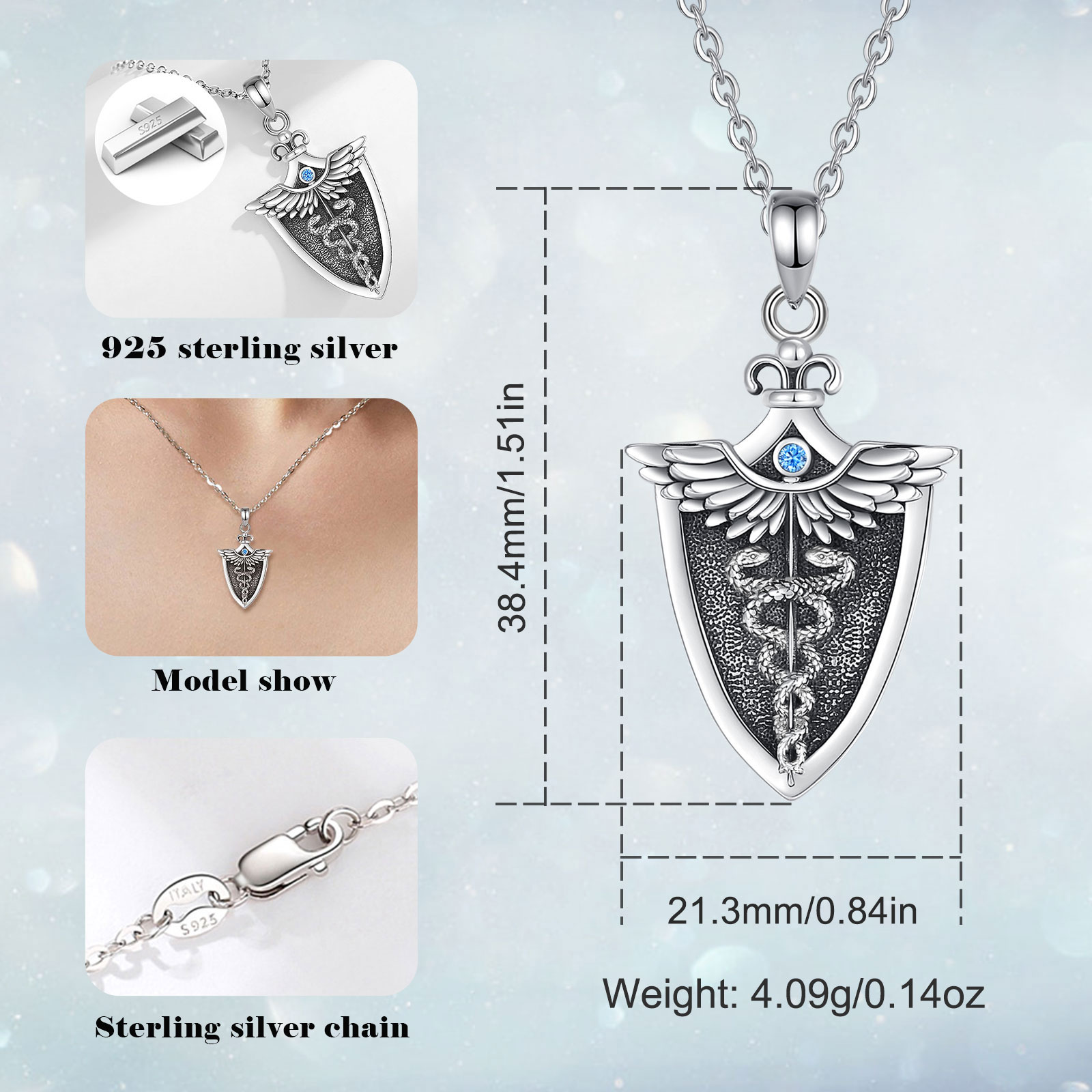 Eudora Original 925 Sterling S - 925 Sterling Silver Chain Necklace Men recension och pris