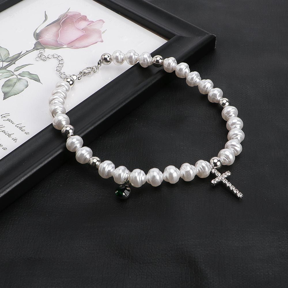 Vintage Pendant Crystal Cross  - Pearl Choker Necklace Vintage recension och pris