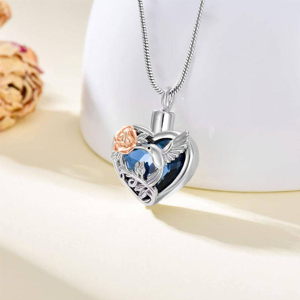 Hummingbird Heart Urn Locket N - Heart Locket Necklace Photo recension och pris