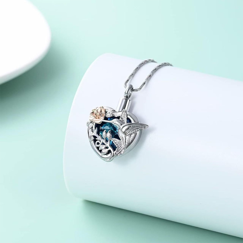 Hummingbird Heart Urn Locket N - Heart Locket Necklace Photo recension och pris