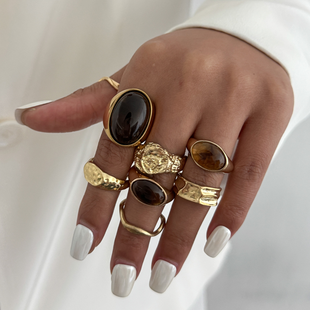 8Pcs/Set Vintage Amber Rhinest - Vintage Punk Knuckle Rings Set recension och pris